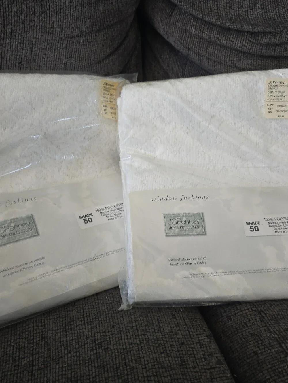 (2) Vintage JC Penney Home Collection Brenda White Lace Curtain Panel 58 X 84